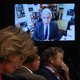 Senators listen to Dr. Anthony Fauci, director of the National Institute of Allergy and Infectious Diseases speak remotely during the Senate Committee for Health, Education, Labor, and Pensions hearing to examine COVID-19 and Safely Getting Back to Work and Back to School on May 12, 2020 in Washington,DC.